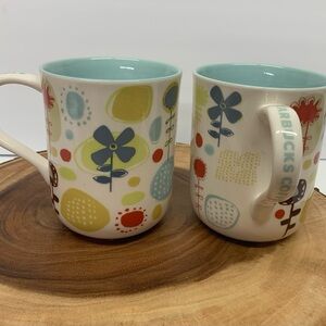 Set of 2 Starbucks Mugs Hand-Painted 2009